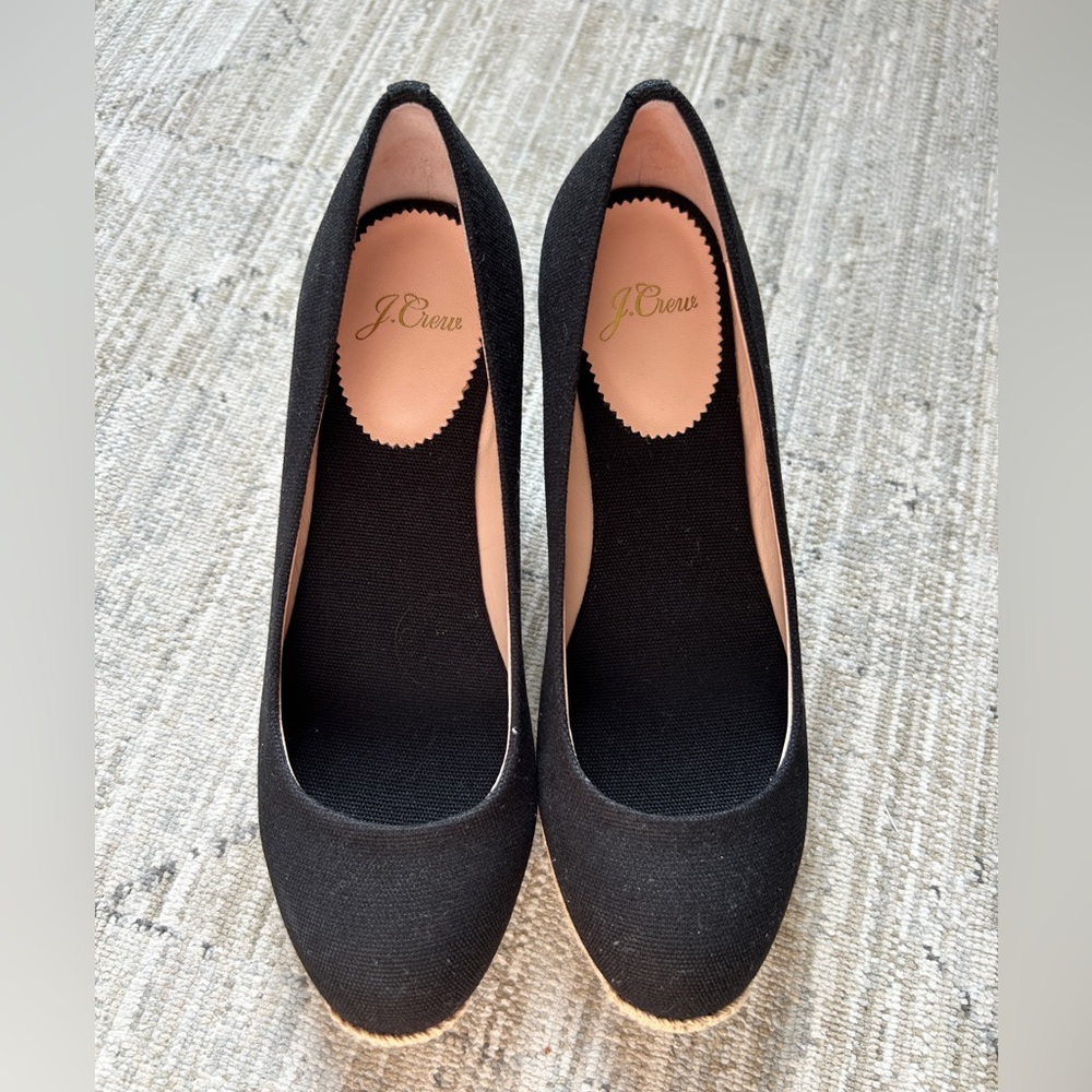 NIB!! J. Crew Black and Tan Espadrille Wedges 6 - Picture 8 of 8